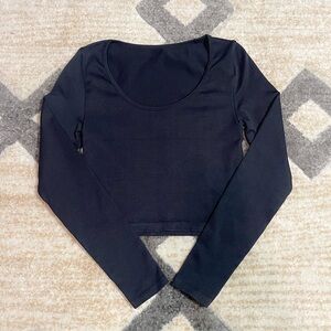 OQQ nylon long sleeve crew neck crop top small like new black